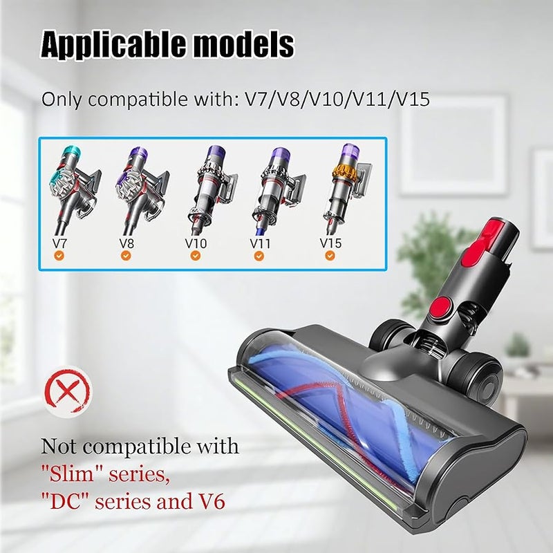 اوداشين رأس مكنسة كهربائية بديل متوافق مع دايسون V7 V8 V10 V11 V15 مقاوم للتشابك مزود بإضاءات LED خضراء مناسب للسجاد والأرضيات الخشبية الصلبة عالي الأداء - Image 2