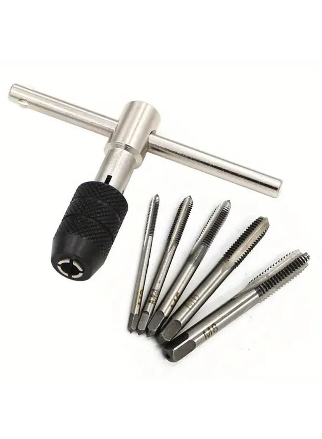 6pcs Black Heavy Duty Adjustable Manual Tap Wrench Set with Ergonomic Handle - Image 2