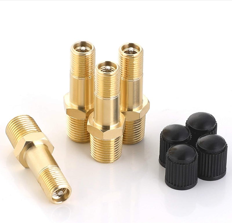 Hromee Air Tank Valve 1/8" MNPT, 4 Pieces Brass Fill Valve with Caps, Using with Compressed Air Tank - Image 1