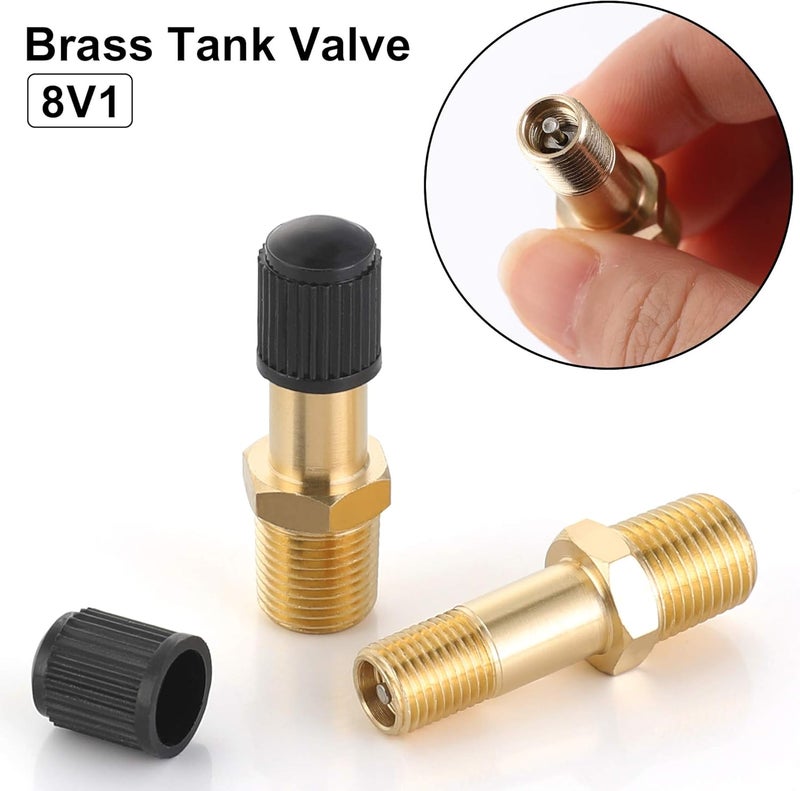 Hromee Air Tank Valve 1/8" MNPT, 4 Pieces Brass Fill Valve with Caps, Using with Compressed Air Tank - Image 2
