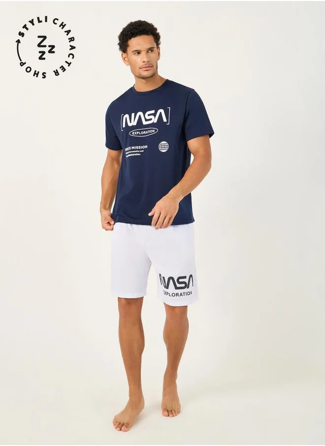 Styli NASA Graphic Print T-Shirt and Shorts Set