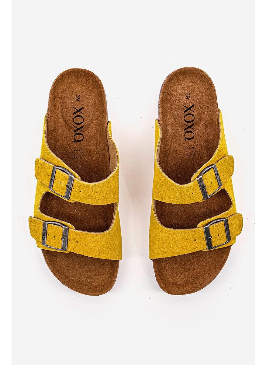 XOXO Women Cork Slipper, Mustard Yellow  - Image 2