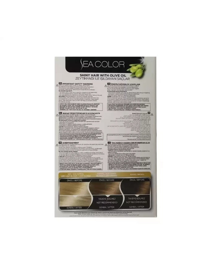 SEACOLOR Sea Color Permanent Hair Color Enrich With Olive Oil, Perfect Gray Hair Coverage- 0.1 Platinum Blonde - Image 2