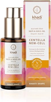 Khadi زيت الجسم كادي سنتيلا نيوسيل الإكسير الأيورفيدي زيت روح البشرة زيت الجسم ثق في حدسك في نسيجك الضام 100% أعشاب طبيعية نباتية مستحضرات تجميل طبيعية معتمدة 50 مل - Image 1