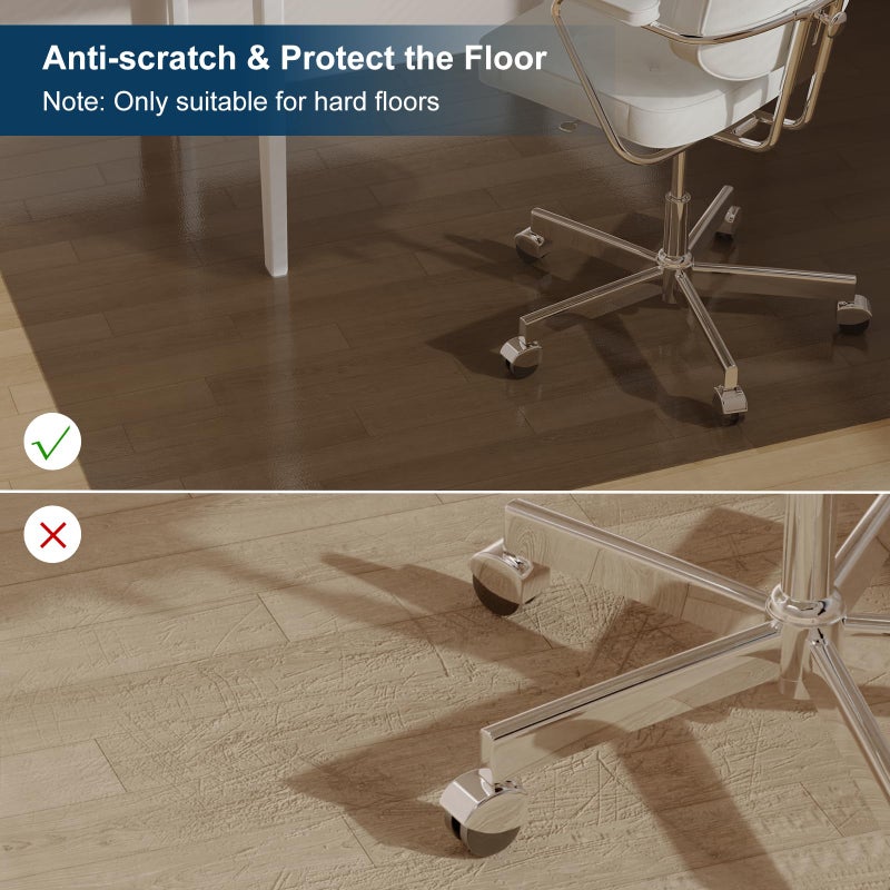 FURKIT Area Mat for Hard Floors, 4'Ã—6' Semi-Clear Black Vinyl Floor Protector for Under Dining Table, Waterproof Non-Slip Plastic Rug, Splat Mat for Under High Chair - Image 2