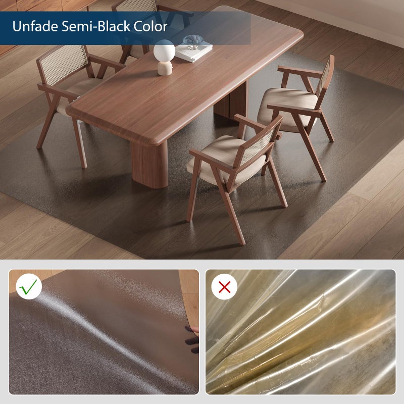 FURKIT Area Mat for Hard Floors, 4'Ã—6' Semi-Clear Black Vinyl Floor Protector for Under Dining Table, Waterproof Non-Slip Plastic Rug, Splat Mat for Under High Chair - Image 3
