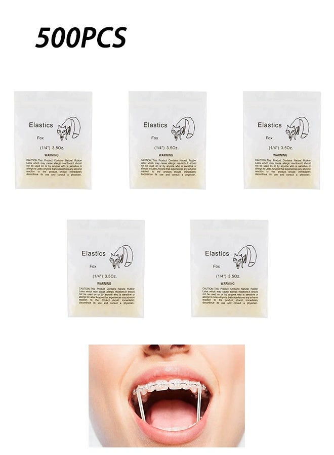 500 Pack Orthodontic Elastic Bungee Bands, 3.5 oz Heavy Duty Dental Rubber Leashes (1/4"，6.4mm) - Image 1