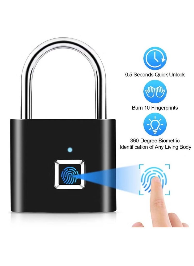 Smart Digital Alarm Pad Fingerprint Lock/Smart Biometric Fingerprint Padlock Black