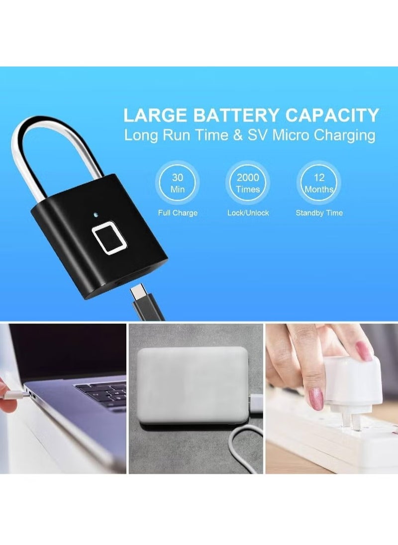 Smart Digital Alarm Pad Fingerprint Lock/Smart Biometric Fingerprint Padlock Black