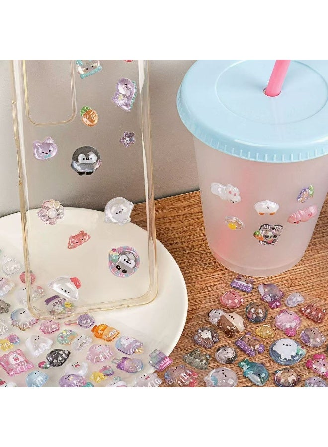 4 ورقات من أكثر من 400 ملصق ثلاثي الأبعاد لحيوانات كرتونية لطيفة - ألوان باستيل، تصميمات غريبة الأطوار لحافظات الهاتف، والمذكرات والديكورات الحرفية، وملصقات لطيفة، وزينة للمذكرات، وملصقات غريبة الأطوار، وملصقات ثلاثية الأبعاد - Image 5