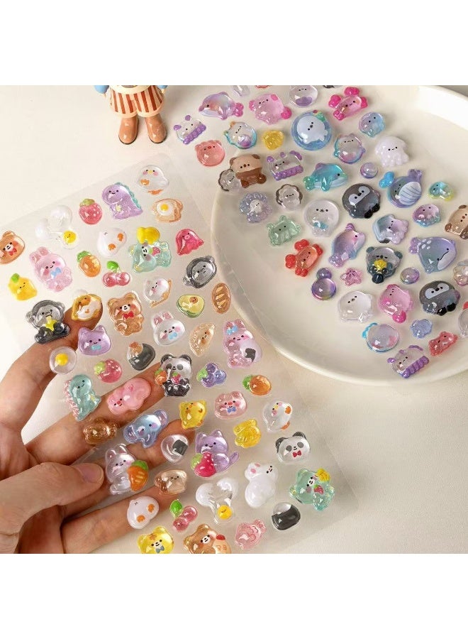 4 ورقات من أكثر من 400 ملصق ثلاثي الأبعاد لحيوانات كرتونية لطيفة - ألوان باستيل، تصميمات غريبة الأطوار لحافظات الهاتف، والمذكرات والديكورات الحرفية، وملصقات لطيفة، وزينة للمذكرات، وملصقات غريبة الأطوار، وملصقات ثلاثية الأبعاد - Image 2