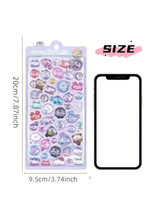 4 ورقات من أكثر من 400 ملصق ثلاثي الأبعاد لحيوانات كرتونية لطيفة - ألوان باستيل، تصميمات غريبة الأطوار لحافظات الهاتف، والمذكرات والديكورات الحرفية، وملصقات لطيفة، وزينة للمذكرات، وملصقات غريبة الأطوار، وملصقات ثلاثية الأبعاد - Image 3