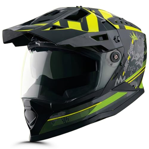 Vega VF 11 Dirt-X Trial Full Face Riding Helmet with Shock Absorbing Shell, Aerodynamic Design, Ventilated Interior, Off -Road Ready, Racing Fit – Black Neon Yellow - Image 1