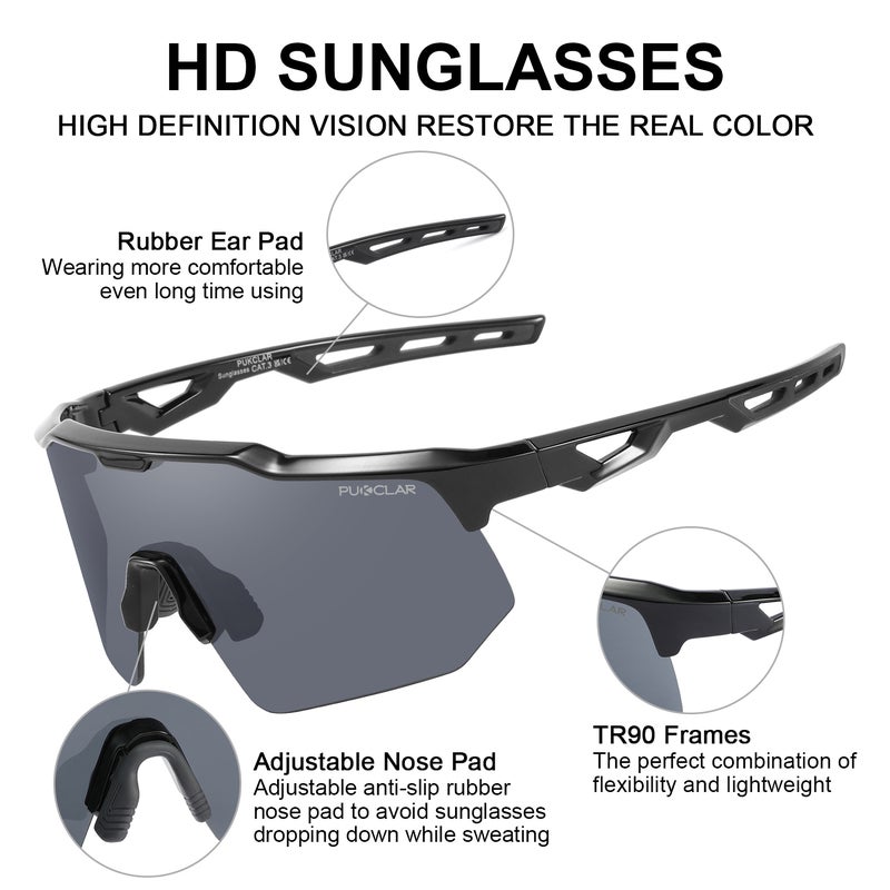 بوكيلار PUKCLAR ركوب الدراجات نظارات شمسية للرجال النساء TR90 إطار خفيف الوزن للرجال دراجة نظارات شمسية مع UV400 حماية للدراجات التزلج قيادة الدراجات النارية - Image 4