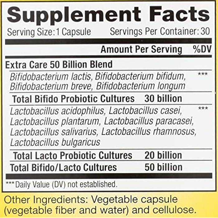Renew Life Extra Care Digestive Probiotic Capsules, 50 Billion CFU Guaranteed, Daily Supplement Supports Immune, Digestive, Respiratory Health(1), L. Rhamnosus GG, Dairy, Soy and Gluten-Free, 30 Count - Image 4