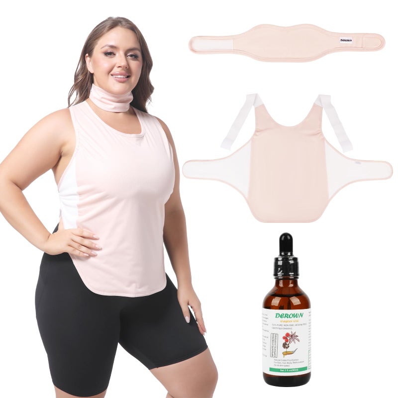 DEROWN Castor Oil Vest Packs Wrap 2Oz Organic Castor Oil Cold Pressed Glass Bottle Soft Organic Cotton Flannel Waterproof PUL Reusable