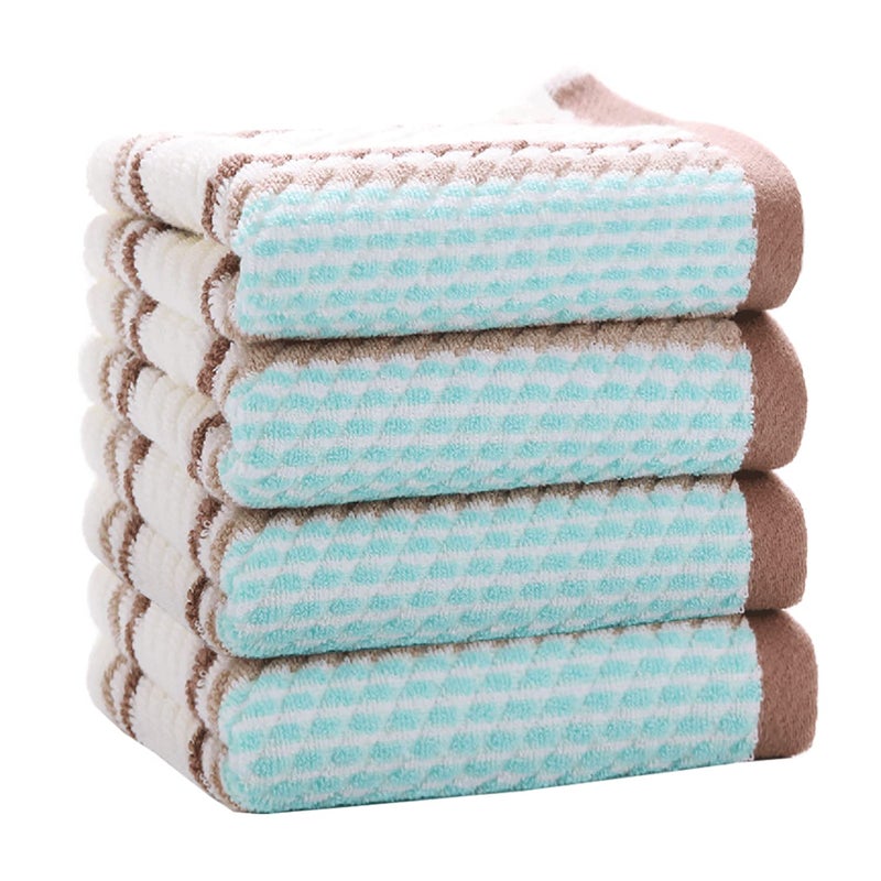 Pidada Hand Towels Set of 4 Striped Pattern 100 Cotton Soft Absorbent Decorative Towel for Bathroom 134 x 295 Inch Brown