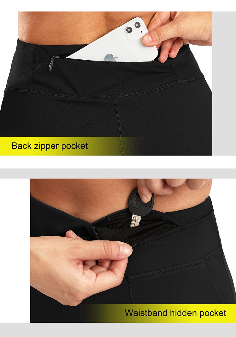 SANTINY Women's 6'' Athletic Long Shorts with 4 Pockets High Waisted Bermuda Shorts for Women Walking Running Casual (Black_XL) - Image 5