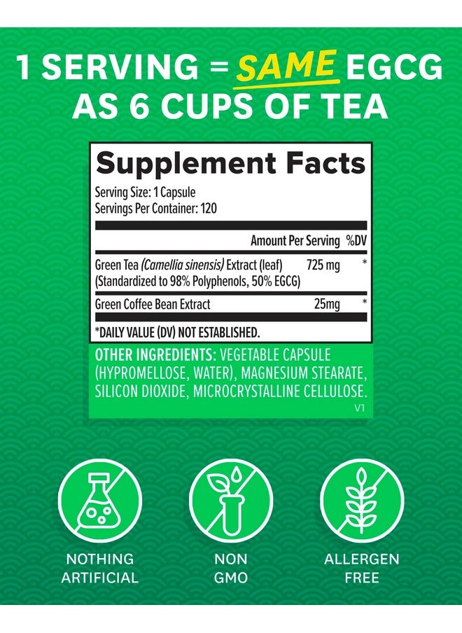Zenwise Health - Zenwise Health EGCG Green Tea Extract Capsules - Mental Focus + Immune Health + Antioxidant + Heart Support with Green Coffee Bean for Energy & Metabolism Boost - 120 CT - Image 1