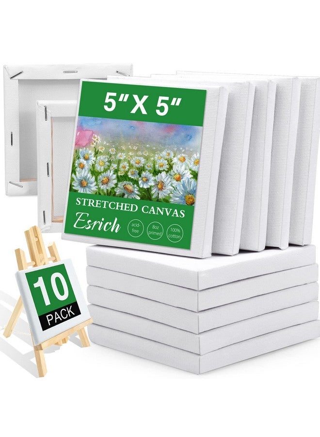 ESRICH Mini Stretched Canvas 10 Pack 5x5inch, 2/5''Profile Art Primed Canvases for Painting, Cotton Small Professional Stretched Canvas for Kids and Art Supplies, for Acrylics, Oils. - Image 1