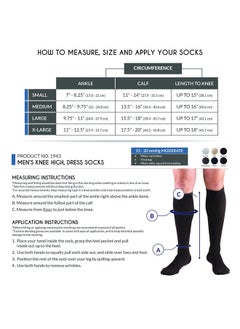 Truform Compression Socks, 15-20 mmHg, Men's Dress Socks, Knee High Over Calf Length, Black, Large  - Image 2