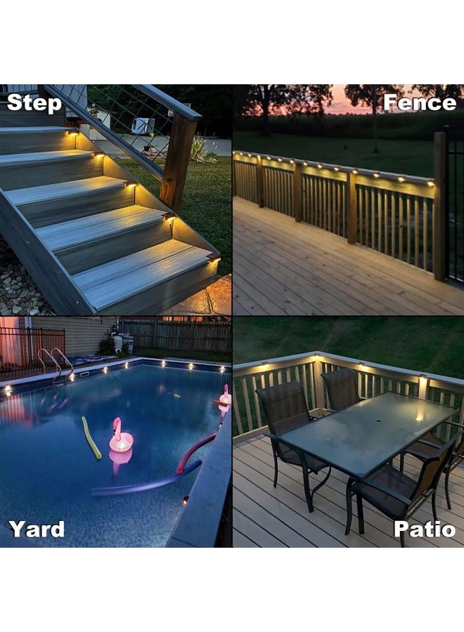 DenicMic 16 Pack Fence Post Solar Lights for Patio Pool Stairs Step and Pathway, Weatherproof LED Deck Lights Solar Powered Outdoor Lights (Warm White) - Image 4
