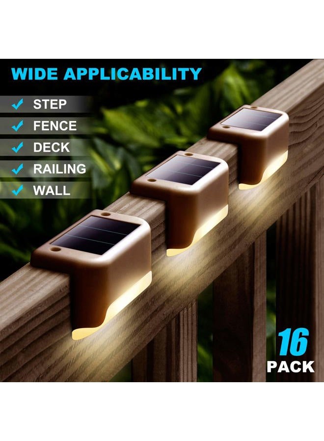 DenicMic 16 Pack Fence Post Solar Lights for Patio Pool Stairs Step and Pathway, Weatherproof LED Deck Lights Solar Powered Outdoor Lights (Warm White) - Image 2