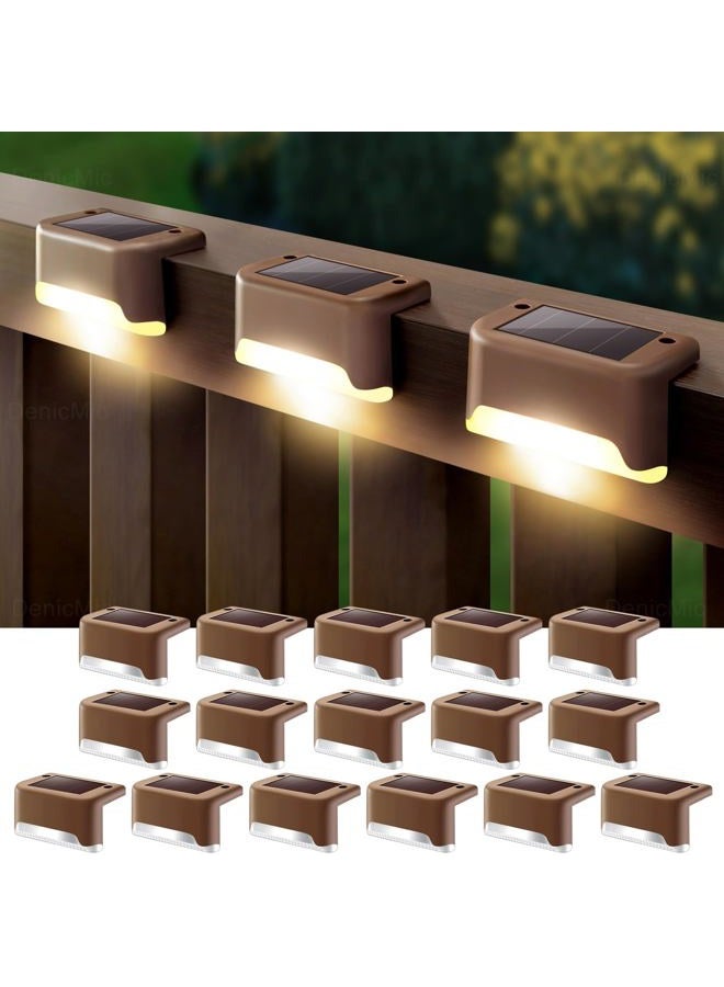 DenicMic 16 Pack Fence Post Solar Lights for Patio Pool Stairs Step and Pathway, Weatherproof LED Deck Lights Solar Powered Outdoor Lights (Warm White) - Image 1