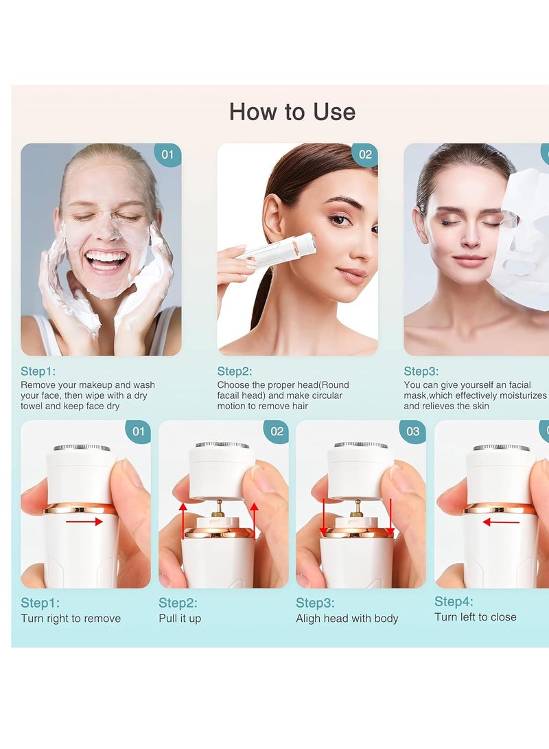 مزيل الشعر للبكيني للنساء، ماكينة حلاقة كهربائية للنساء، مجموعة 4 في 1 لإزالة الشعر من الساقين والحواجب والشفتين والجسم والوجه واللحية، ماكينة حلاقة متعددة الاستخدامات USB للنساء، مثالية لإزالة شعر الساقين والوجه. - Image 5