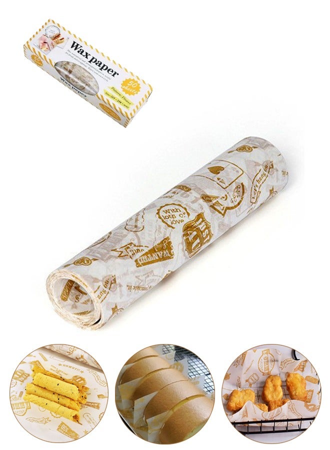 50 Pieces Food Wrapping Paper Wax Paper Cake Wrappers Gift Wrapping Basket Liner Grease Proof Paper Crafting Cheese Bread Paper Ramadan - Image 1