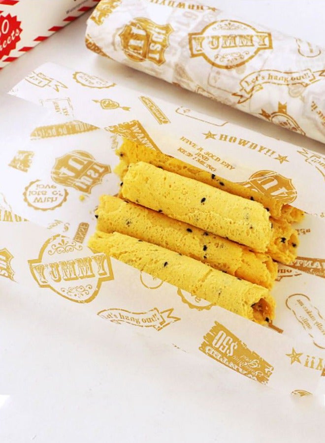 50 Pieces Food Wrapping Paper Wax Paper Cake Wrappers Gift Wrapping Basket Liner Grease Proof Paper Crafting Cheese Bread Paper Ramadan - Image 2