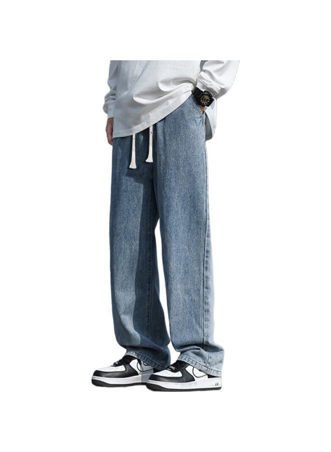 Warrior Denim Jeans For Men, Spring And Autumn Straight-Leg Pants, Loose Wide-Leg Casual Trousers, American-Style Long Pants For Men, Dark Blue 4Xl - Image 2