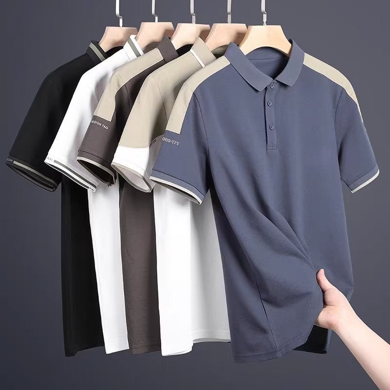 Mens Summer Slim Fit Polo Shirt Trendy Short Sleeve y114 Coffee  - Image 3