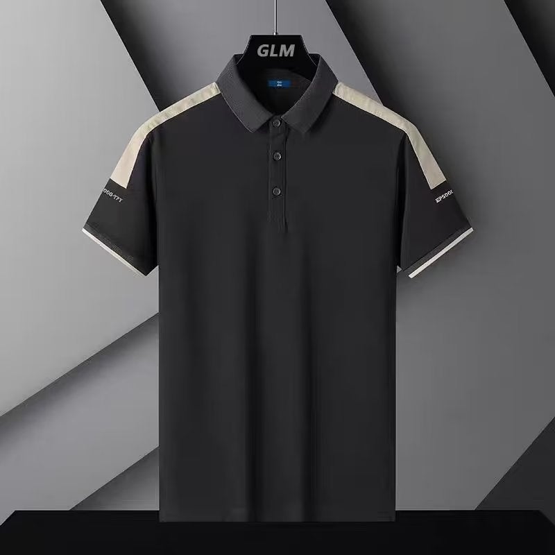 Mens Summer Slim Fit Polo Shirt Trendy Short Sleeve y114 Coffee  - Image 5