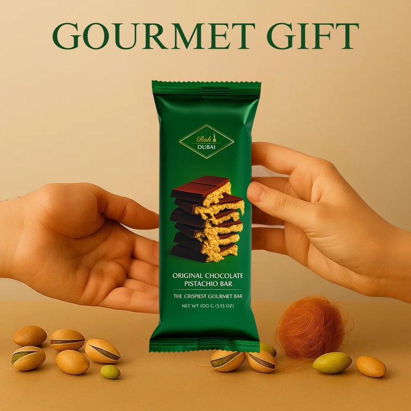 Rah Dubai Chocolate Bar Pistachio, 3.5oz - 100g, Gourmet Chocolate Bar | Dubai Chocolate Bar Pistachio | Loaded with Kunafa, Knafeh - The Crunchiest Kataifi Delight Perfect for Sharing - Image 5