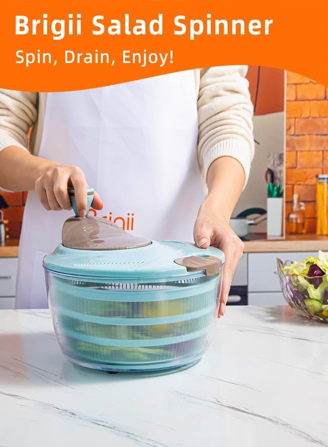 Brigii Salad Spinner, 4L Brigii Salad Spinners - 4.24 Quarts Lettuce Spinner with double drainage holes for Washing, Spinning, and Draining Salad Greens, Fruits, and Vegetables - Image 2