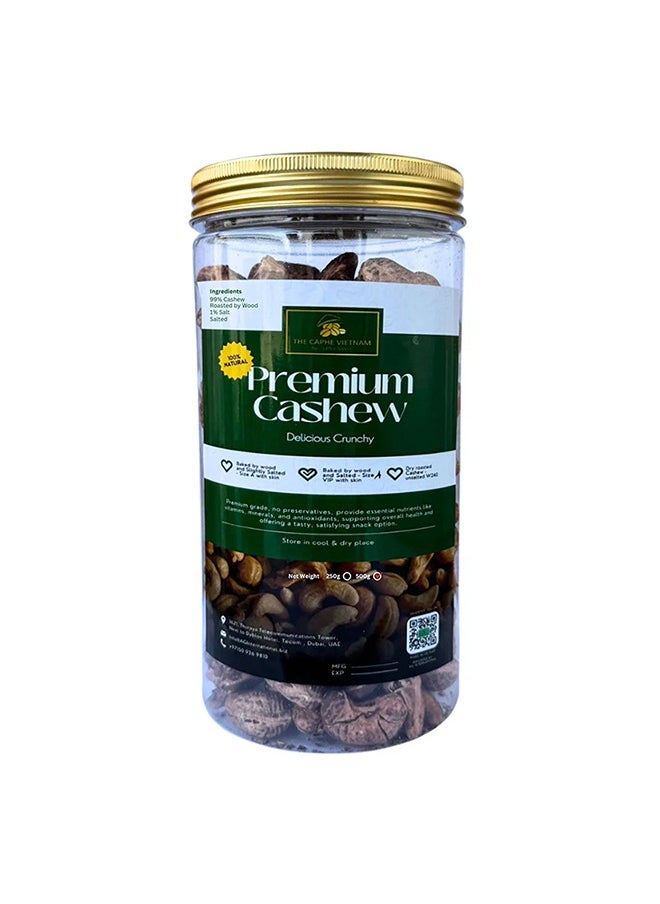 The Caphe Vietnam Premium Cashew Nuts - 500 G | Wood-Baked, Roasted Cashew | Salted with Skin | Size A | Vietnamese Cashew, Ready To Eat Nuts  - Image 1