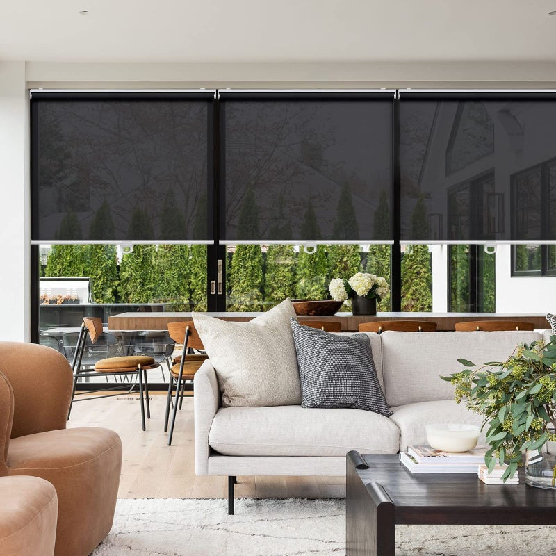 AOSKY Cordless Roller Shades for Windows Light Filtering Shades with 5% Openness Solar Screen Semi Sheer Roller Blinds UV Protection for Office and Home. Easy to Install 23" W x 72" H (Black) - Image 2