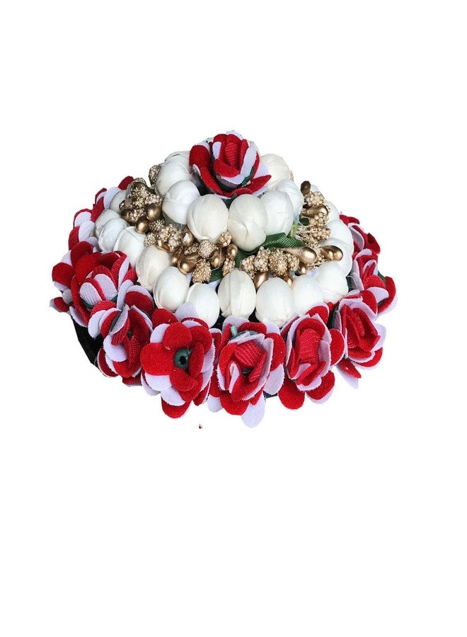 Arooman™ Artificial Flower Hair Juda Gajra/Bun Bridal Accessories For Women, Girls, Pack-01, Color-Multicolor - Image 2