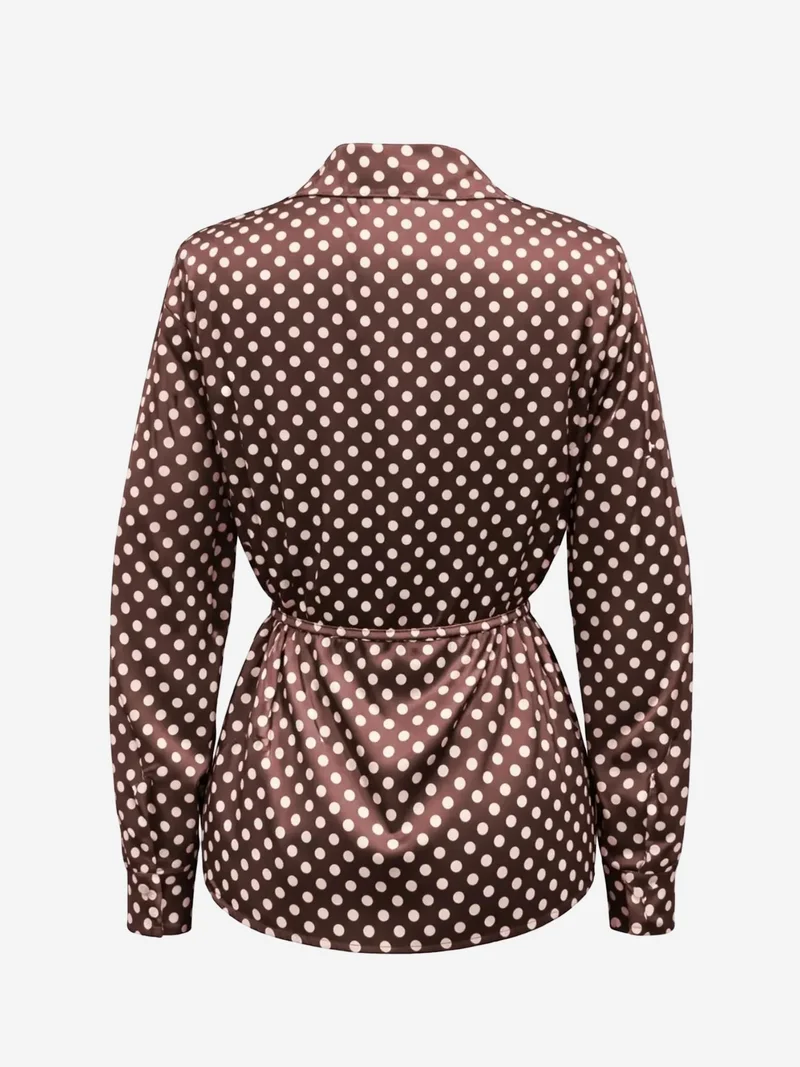 ميكسراي MIXRAY Polka Dot Tie Detail Button-Up Shirt
