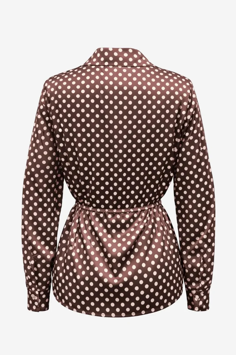 Mixray MIXRAY Polka Dot Tie Detail Button-Up Shirt