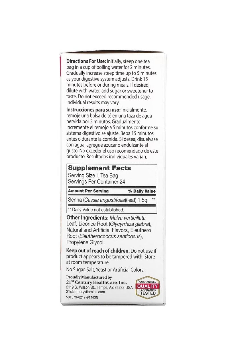 21st Century Herbal Slimming Tea Cranraspberry Caffeine Free 24 Tea Bags 1.7 oz (48 g) - Image 2