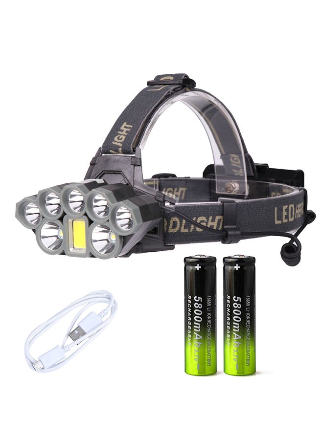 Head Flashlight With 8 LED Set Black/Yellow - Image 2