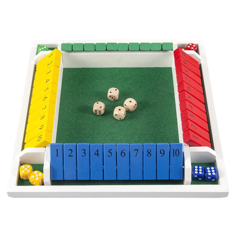 AMEROUS Shut The Box Dice Game-12 inches-Colorful Design-1-4 Players-12 Dice-Gift Package, Classic 4 Sided Wooden Board Game for Adults Kids, Classics Board Game - Image 3