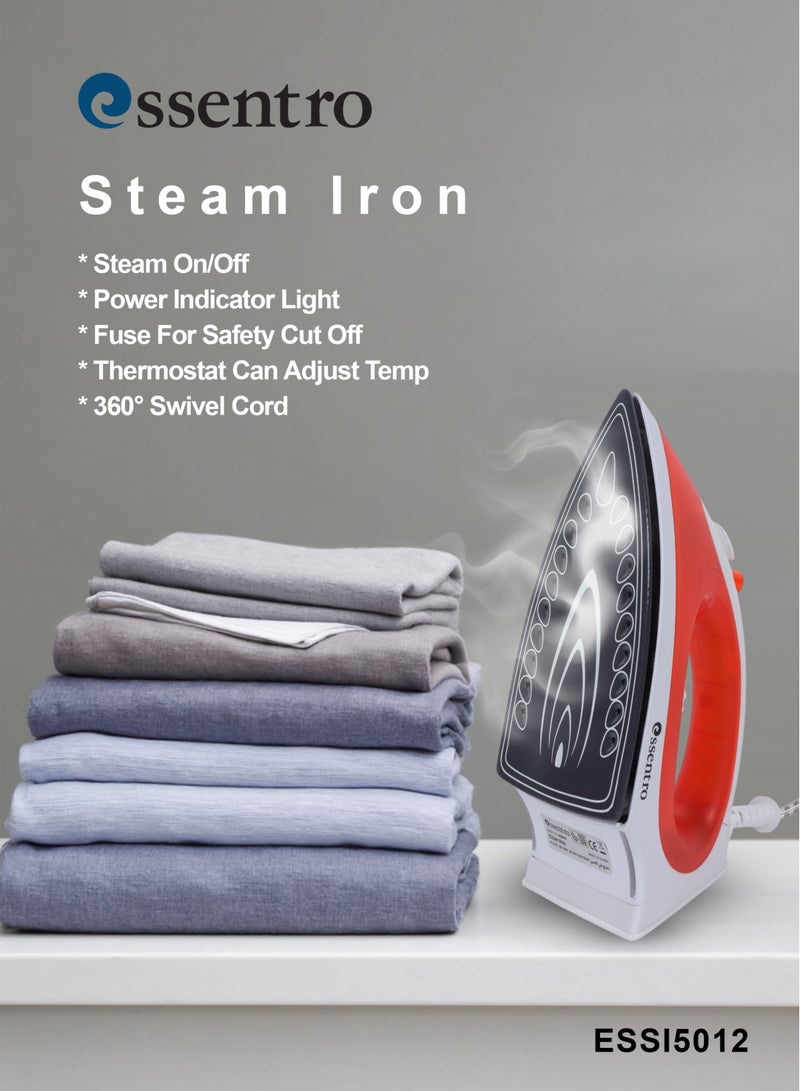 ESSENTRO Essentro Steam Iron 1300W, Ceramic Soleplate ,Adjustable Temperature & Power Indicator Light - ESSI5012  - Image 2