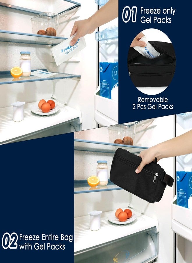 GYEUKHAM Freezable Lunch Bag,Freezable Snack Bag,Mini Cooler Bag for Travel/Work,Small Insulated Bag,Small Cooler Lunch Box with Ice Packs,Insulated Snack Bag with Handle Buckle,Black - Image 3