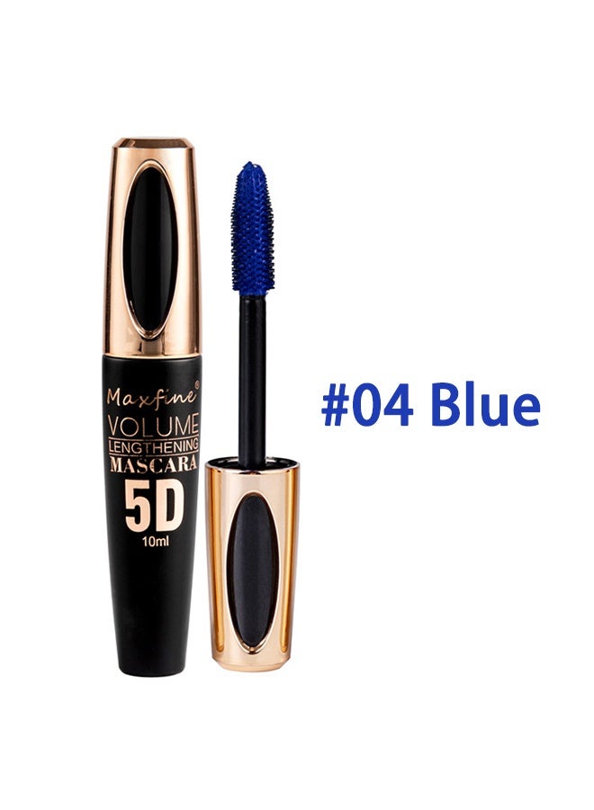 ماكس فاين إطالة حجم الماسكارا ، ماسكارا من ألياف الحرير 5D مع فرشاة مشط رمش قابلة للطي ، ملحقات رموش ماسكارا سائلة ملونة ، مقاومة للماء ، مقاومة للعرق ، غير متفتحة ، قاعدة طويلة ومتعددة الألوان # 04 أزرق - Image 2