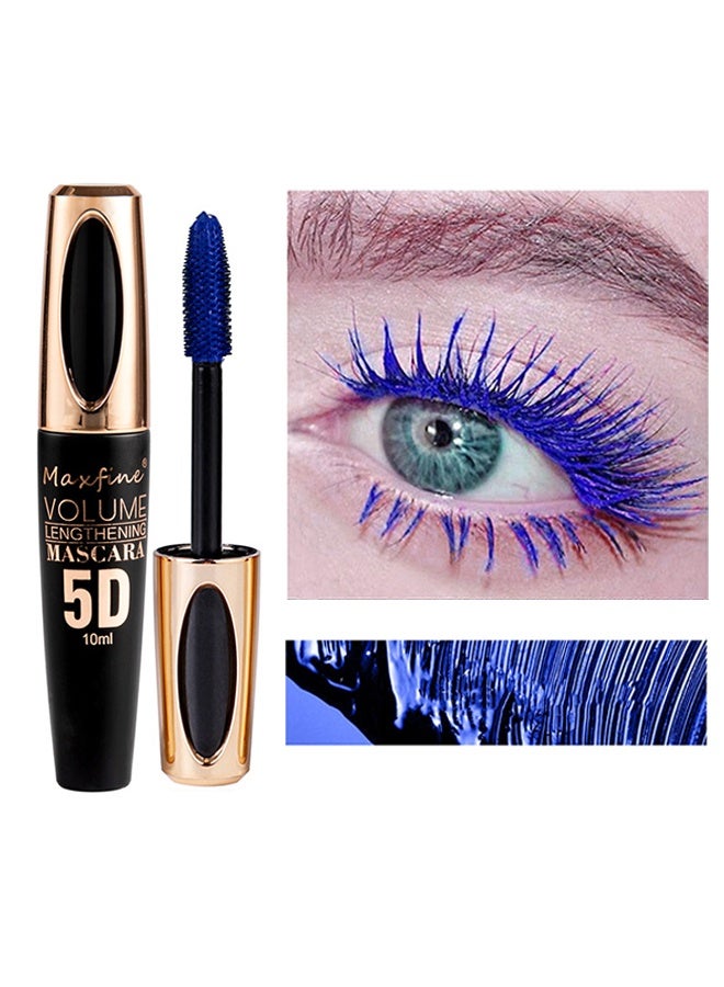 ماكس فاين إطالة حجم الماسكارا ، ماسكارا من ألياف الحرير 5D مع فرشاة مشط رمش قابلة للطي ، ملحقات رموش ماسكارا سائلة ملونة ، مقاومة للماء ، مقاومة للعرق ، غير متفتحة ، قاعدة طويلة ومتعددة الألوان # 04 أزرق - Image 1