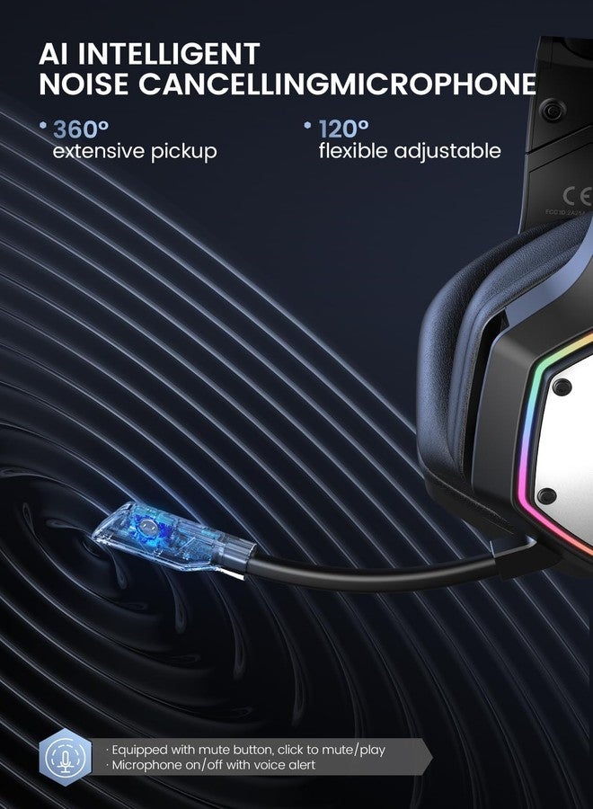 EKSA Wireless Gaming Headset, 2.4GHz USB Gaming Headphones with Microphone for PC, PS5, PS4, Nintendo Switch, 7.1 Surround Sound PC Headset, RGB Light, Ergonomic Design, 3.5mm Wired for Xbox Serie - Image 4