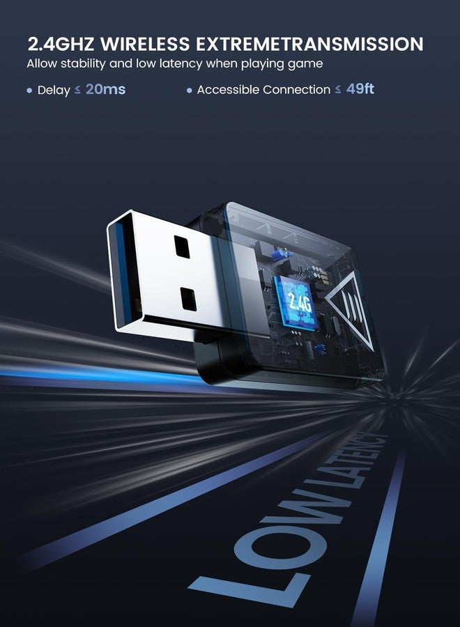 EKSA Wireless Gaming Headset, 2.4GHz USB Gaming Headphones with Microphone for PC, PS5, PS4, Nintendo Switch, 7.1 Surround Sound PC Headset, RGB Light, Ergonomic Design, 3.5mm Wired for Xbox Serie - Image 3